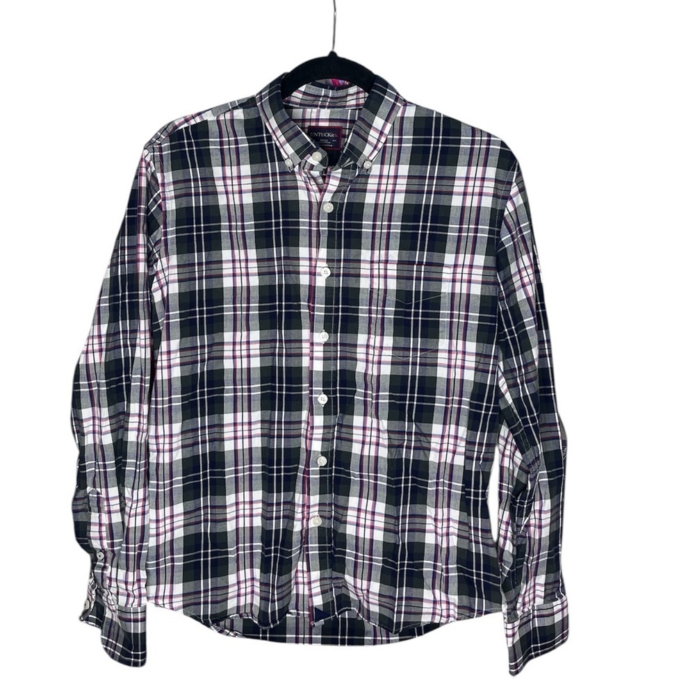 UNTUCKit Green and Red Plaid Casual Button Down Shirt Size Small